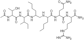 N-[2-[[N-(N-乙酰基-L-苏氨酰)-L-异亮氨酰]氨基]己基]-L-正亮氨酰-L-谷氨酰胺酰-L-精氨酰胺分子结构 (CAS 128657-47-6)