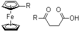 CAS # 1291-72-1, 4-Ferrocenyl-4-oxobutyric acid, (3-Carboxy-1-oxopropyl)ferrocene, 3-(Ferrocenoyl)propionic acid, 3-(Ferrocenylcarbonyl)propionic acid, 4-Ferrocenyl-4-oxobutyric acid, 4-Oxo-4-ferrocenylbutyric acid, NSC 156965