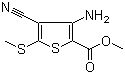 structure of CAS# 129332-45-2, Methyl 3-amino-4-cyano-5-(methylthio)-2-thiophenecarboxylate
