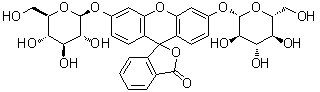 3',6'-Bis(beta-D-glucopyranosyloxy)spiro[isobenzofuran-1(3H),9'-[9H]xanthen]-3-one molecular structure (CAS 129787-66-2)