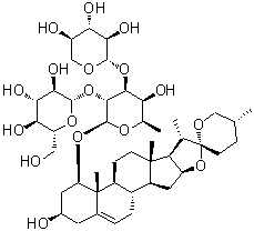 CAS # 130551-41-6, Saponin C, from Liriope muscari, (1beta,3beta,25R)-3-Hydroxyspirost-5-en-1-yl O-beta-D-glucopyranosyl-(1&rarr;2)-O-[beta-D-xylopyranosyl-(1&rarr;3)]-6-deoxy-beta-D-galactopyranoside