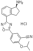 CAS # 1306761-09-0, 5-[3-[(1S)-1-Amino-2,3-dihydro-1H-inden-4-yl]-1,2,4-oxadiazol-5-yl]-2-(1-methylethoxy)benzonitrile hydrochloride (1:1)