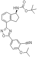 N-[(1S)-4-[5-[3-氰基-4-(1-甲基乙氧基)苯基]-1,2,4-恶二唑-3-基]-2,3-二氢-1H-茚-1-基]氨基甲酸叔丁酯分子结构 (CAS 1306763-71-2)