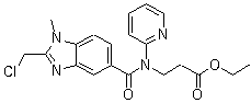 structure of CAS# 1307233-94-8, N-[[2-(Chloromethyl)-1-methyl-1H-benzimidazol-5-yl]carbonyl]-N-2-pyridinyl-beta-alanine ethyl ester