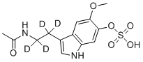 CAS # 1309935-98-5, 6-Sulfatoxy Melatonin-d4, N-[2-[5-Methoxy-6-(sulfooxy)-1H-indol-3-yl]ethyl]acetamide-d4