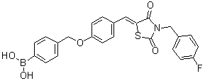 CAS 登录号：1312201-00-5, B-[4-[[4-[(Z)-[3-[(4-氟苯基)甲基]-2,4-二氧代-5-噻唑烷亚基]甲基]苯氧基]甲基]苯基]硼酸
