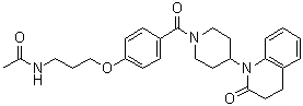 CAS 登录号：131631-89-5, N-[3-[4-[[4-(3,4-二氢-2-氧代-1(2H)-喹啉基)-1-哌啶基]羰基]苯氧基]丙基]乙酰胺