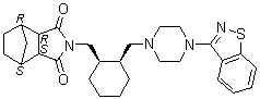 structure of CAS# 1318074-20-2, (3aR,4R,7S,7aS)-rel-2-[[(1R,2S)-2-[[4-(1,2-Benzisothiazol-3-yl)-1-piperazinyl]methyl]cyclohexyl]methyl]hexahydro-4,7-methano-1H-isoindole-1,3(2H)-dione