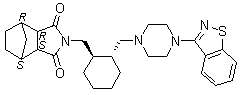 structure of CAS# 1318074-25-7, (3aR,4R,7S,7aS)-2-[[(1R,2R)-2-[[4-(1,2-苯并异噻唑-3-基)-1-哌嗪基]甲基]环己基]甲基]六氢-4,7-甲桥-1H-异吲哚-1,3(2H)-二酮