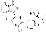 CAS # 1321924-70-2, (alphaR,2S)-4-[3-Chloro-5-fluoro-6-(1H-pyrazolo[3,4-b]pyridin-3-yl)-2-pyridinyl]-alpha-methyl-alpha-(1-methylethyl)-2-piperazinemethanol