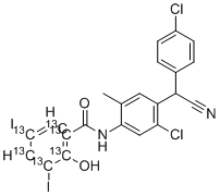 structure of CAS# 1325559-20-3, Closantel-13C6