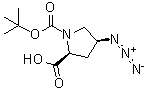 structure of CAS# 132622-65-2, (2S,4S)-1-(tert-Butoxycarbonyl)-4-azidopyrrolidine-2-carboxylic acid