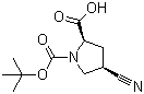 structure of CAS# 132622-85-6, (2R,4R)-4-Cyanopyrrolidine-1,2-dicarboxylic acid 1-tert-butyl ester