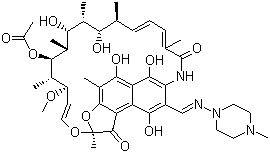 CAS # 13292-46-1, Rifampicin, 3-[[(4-methyl-1-piperazinyl)imino]methyl]-rifamycin