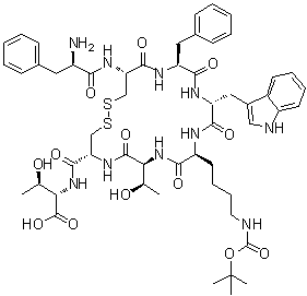 CAS 登录号：133304-78-6, D-苯丙氨酰-L-半胱氨酰-L-苯丙氨酰-D-色氨酰-N6-[(1,1-二甲基乙氧基)羰基]-L-赖氨酰-L-苏氨酰-L-半胱氨酰-L-苏氨酸环(2→7)-二硫醚