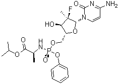 CAS # 1334513-10-8, N-[[P(S),2'R]-2'-Deoxy-2'-fluoro-2'-methyl-P-phenyl-5'-cytidylyl]-L-alanine 1-methylethyl ester