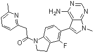 5-[4-Fluoro-1-[(6-methyl-2-pyridinyl)acetyl]-2,3-dihydro-1H-indol-5-yl]-7-methyl-7H-pyrrolo[2,3-d]pyrimidin-4-amine molecular structure (CAS 1337532-29-2)