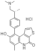 structure of CAS# 1338545-07-5, (R)-9-[4-[1-(Dimethylamino)propan-2-yl]phenyl]-8-hydroxy-6-methylthieno[2,3-c]quinolin-4(5H)-one Hydrochloride