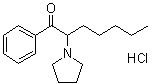 structure of CAS# 13415-55-9, 2-(1-Pyrrolidinyl)heptanophenone hydrochloride