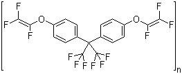 CAS # 134174-11-1, 2,2-Bis(4-trifluorovinyloxyphenyl)-1,1,1,3,3,3-hexafluoropropane homopolymer