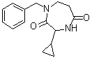 CAS # 1342415-05-7, 3-Cyclopropyltetrahydro-1-(phenylmethyl)-1H-1,4-diazepine-2,5-dione