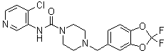 structure of CAS# 1346528-50-4, N-(4-Chloro-3-pyridinyl)-4-[(2,2-difluoro-1,3-benzodioxol-5-yl)methyl]-1-piperazinecarboxamide