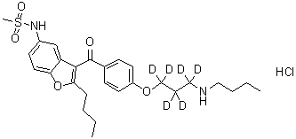 CAS 登录号：1346598-70-6, N-[2-丁基-3-[4-(3-丁基氨基-1,1,2,2,3,3-六氘丙氧基)苯甲酰基]-1-苯并呋喃-5-基]甲烷磺酰胺盐酸盐