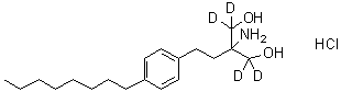 CAS # 1346604-90-7, Fingolimod-d<sub>4</sub> Hydrochloride, 2-Amino-1,1,3,3-tetradeuterio-2-[2-(4-octylphenyl)ethyl]propane-1,3-diol hydrochloride