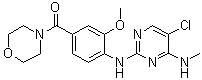 structure of CAS# 1351758-81-0, [4-[[5-Chloro-4-(methylamino)-2-pyrimidinyl]amino]-3-methoxyphenyl]-4-morpholinylmethanone