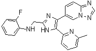 structure of CAS# 1352608-82-2, N-[[4-([1,2,4]Triazolo[1,5-a]pyridin-6-yl)-5-(6-methylpyridin-2-yl)-1H-imidazol-2-yl]methyl]-2-fluoroaniline