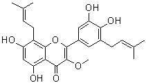 2-[3,4-Dihydroxy-5-(3-methyl-2-buten-1-yl)phenyl]-5,7-dihydroxy-3-methoxy-8-(3-methyl-2-buten-1-yl)-4H-1-benzopyran-4-one molecular structure (CAS 1353676-65-9)