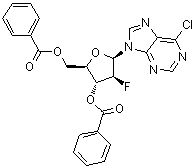 structure of CAS# 135473-15-3, 6-Chloro-9-(3,5-di-O-benzoyl-2-deoxy-2-fluoro-beta-D-arabinofuranosyl)-9H-purine
