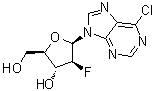 structure of CAS# 135473-21-1, 6-氯-9-(2-脱氧-2-氟-beta-D-阿拉伯呋喃糖基)-9H-嘌呤