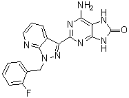 CAS 登录号：1361569-10-9, 6-氨基-2-[1-[(2-氟苯基)甲基]-1H-吡唑并[3,4-b]吡啶-3-基]-7,9-二氢-8H-嘌呤-8-酮