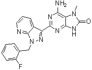 CAS 登录号：1361569-18-7, 6-氨基-2-[1-[(2-氟苯基)甲基]-1H-吡唑并[3,4-b]吡啶-3-基]-7,9-二氢-7-甲基-8H-嘌呤-8-酮