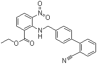 structure of CAS# 136285-67-1, Ethyl-2-[[(2'-cyanobiphenyl-4-yl)methyl]amino]-3-nitrobenzoate