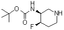 structure of CAS# 1363382-99-3, rel-N-[(3R,4S)-4-Fluoro-3-piperidinyl]carbamic acid 1,1-dimethylethyl ester