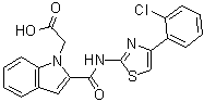 2-[[[4-(2-氯苯基)-2-噻唑基]氨基]羰基]-1H-吲哚-1-乙酸分子结构 (CAS 136381-85-6)