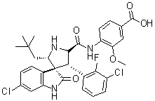 rel-4-[[[(2'R,3S,4'R,5'S)-6-氯-4'-(3-氯-2-氟苯基)-2'-(2,2-二甲基丙基)-1,2-二氢-2-氧代螺[3H-吲哚-3,3'-吡咯烷]-5'-基]羰基]氨基]-3-甲氧基苯甲酸分子结构 (CAS 1366097-93-9)
