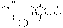 N5-[叔丁氧羰基]-N2-[苄氧羰基]-L-鸟氨酸二环己基铵盐分子结构 (CAS 13665-13-9)
