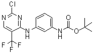 structure of CAS# 1374507-23-9, N-[3-[[2-Chloro-5-(trifluoromethyl)-4-pyrimidinyl]amino]phenyl]carbamic acid 1,1-dimethylethyl ester