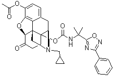 CAS # 1374774-70-5, (5alpha)-3-(Acetyloxy)-17-(cyclopropylmethyl)-4,5-epoxy-14-[[[[1-methyl-1-(3-phenyl-1,2,4-oxadiazol-5-yl)ethyl]amino]carbonyl]oxy]morphinan-6-one