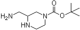 structure of CAS# 1376099-80-7, 3-(Aminomethyl)-1-piperazinecarboxylic acid 1,1-dimethylethyl ester