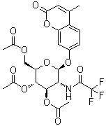 4-甲基-7-[[3,4,6-三-O-乙酰基-2-脱氧-2-[(三氟乙酰基)氨基]-beta-D-吡喃葡萄糖基]氧基]-2H-1-苯并吡喃-2-酮分子结构 (CAS 137686-93-2)