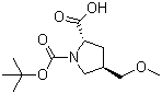 structure of CAS# 1378388-16-9, (2S,4S)-4-(Methoxymethyl)-1,2-pyrrolidinedicarboxylic acid 1-(1,1-dimethylethyl) ester