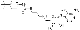 CAS # 1380316-05-1, 7-[5-Deoxy-5-[[3-[[[[4-(1,1-dimethylethyl)phenyl]amino]carbonyl]amino]propyl]amino]-beta-D-ribofuranosyl]-7H-pyrrolo[2,3-d]pyrimidin-4-amine