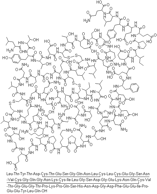 CAS # 138068-37-8, Lepirudin, 1-L-Leucine-2-L-threonine-63-desulfo-hirudin (Hirudo medicinalis isoform HV1), HBW 023, N-Ile1-Thr2-63-desulfato-r-hirudin, Recombinant hirudin, Refludan, r-Hirudin
