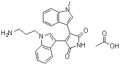 structure of CAS# 138516-31-1, 3-[1-(3-Aminopropyl)-1H-indol-3-yl]-4-(1-methyl-1H-indol-3-yl)-1H-pyrrole-2,5-dione monoacetate