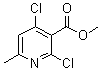 structure of CAS# 138642-40-7, 2,4-Dichloro-6-methyl-3-pyridinecarboxylic acid methyl ester