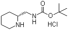 structure of CAS# 139004-96-9, (R)-Piperidin-2-ylmethylcarbamic acid tert-butyl ester hydrochloride